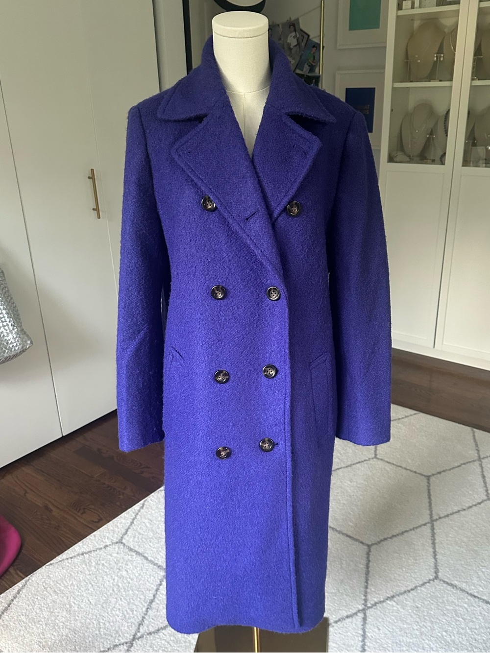 Like New Ann Taylor Textured Double Breasted Coat in Rich Ultraviolet EUC